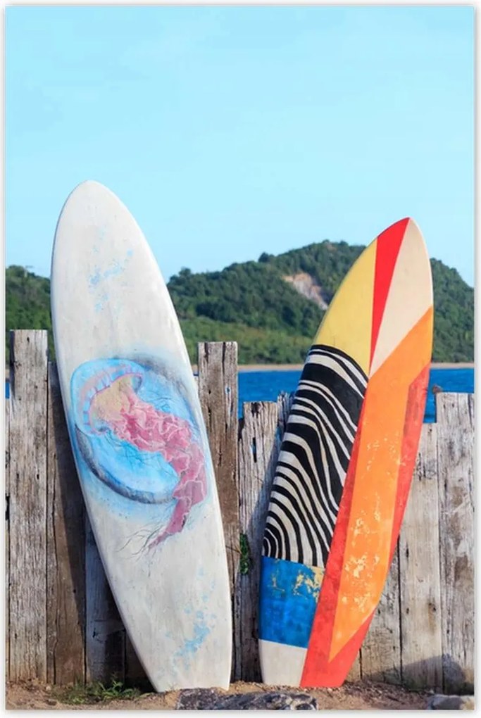 Poszterek 80x120 Szörfdeszkák a tengerparton