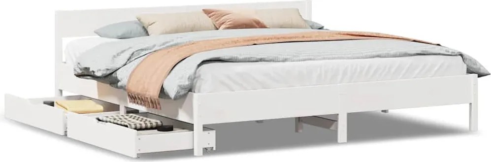 vidaXL fehér tömör fenyőfa ágy matrac nélkül 180 x 200 cm
