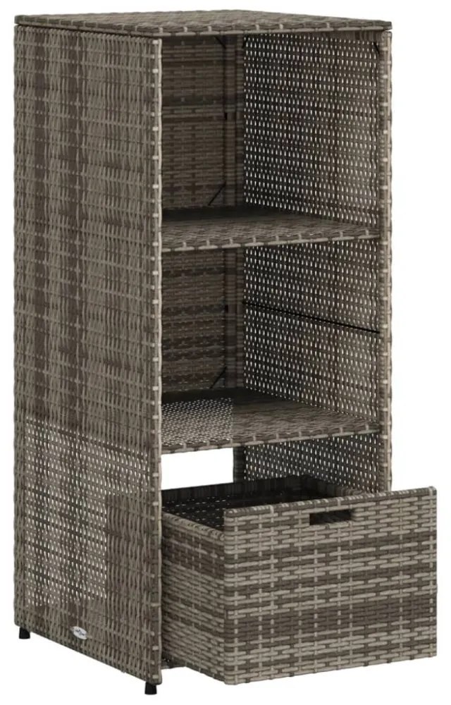 szürke polyrattan kerti tárolószekrény 50 x 55 x 115 cm