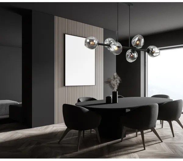 ITALUX PND-30843-6 BK+SG - Csillár zsinóron BORGO 6xE27/40W/230V fekete