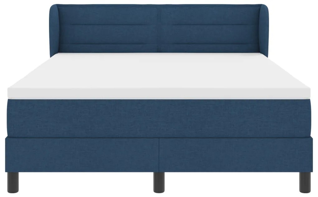 Boxspring Ágy Matrac Kék 140x190 cm Textil