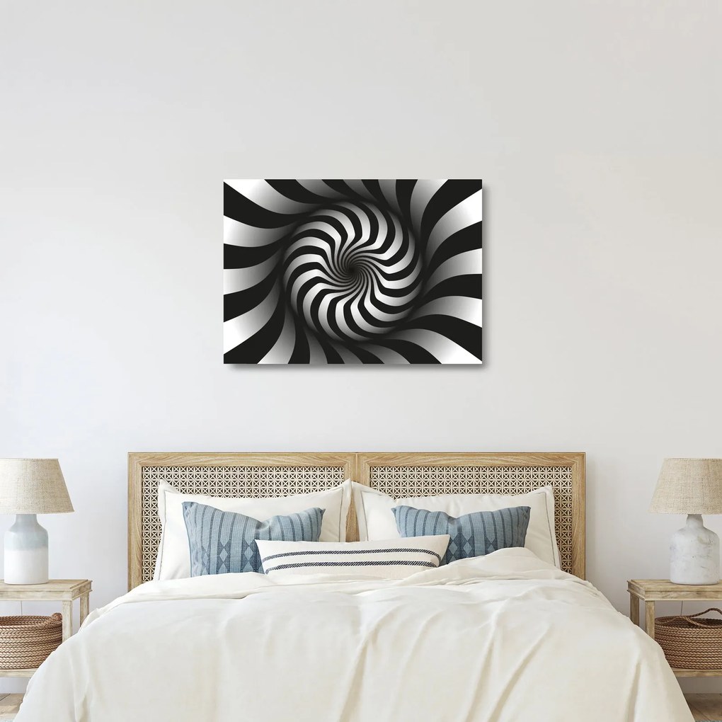 Absztrakt kép egy fekete-fehér spirál (üvegen) (70x50 cm)