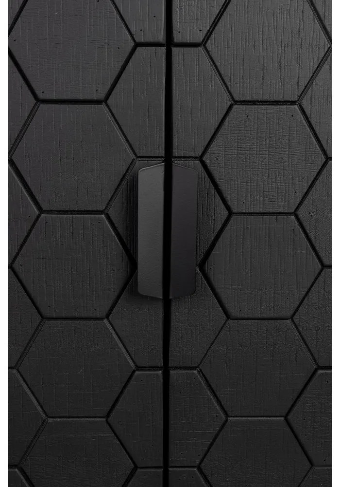 Fekete borovi fenyő alacsony komód 135x90 cm Linc – White Label