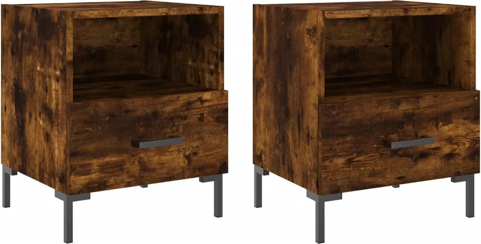 vidaXL 2 db füstös tölgy színű szerelt fa éjjeliszekrény 40x35x47,5 cm