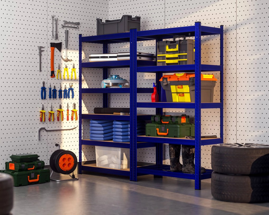 Deuba 2 darabos 6-polcos állványkészlet - kék