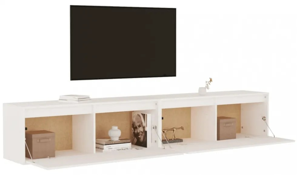 2 darab fehér tömör fenyőfa faliszekrény 100 x 30 x 35 cm