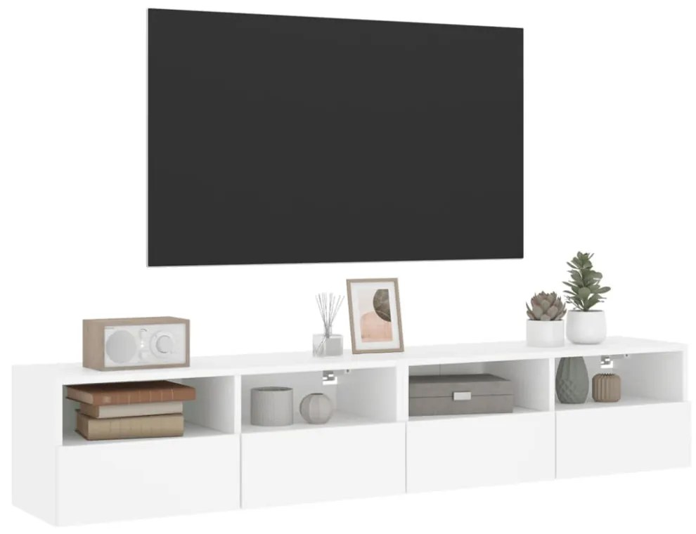 2 db fehér szerelt fa fali TV-szekrény 80 x 30 x 30 cm