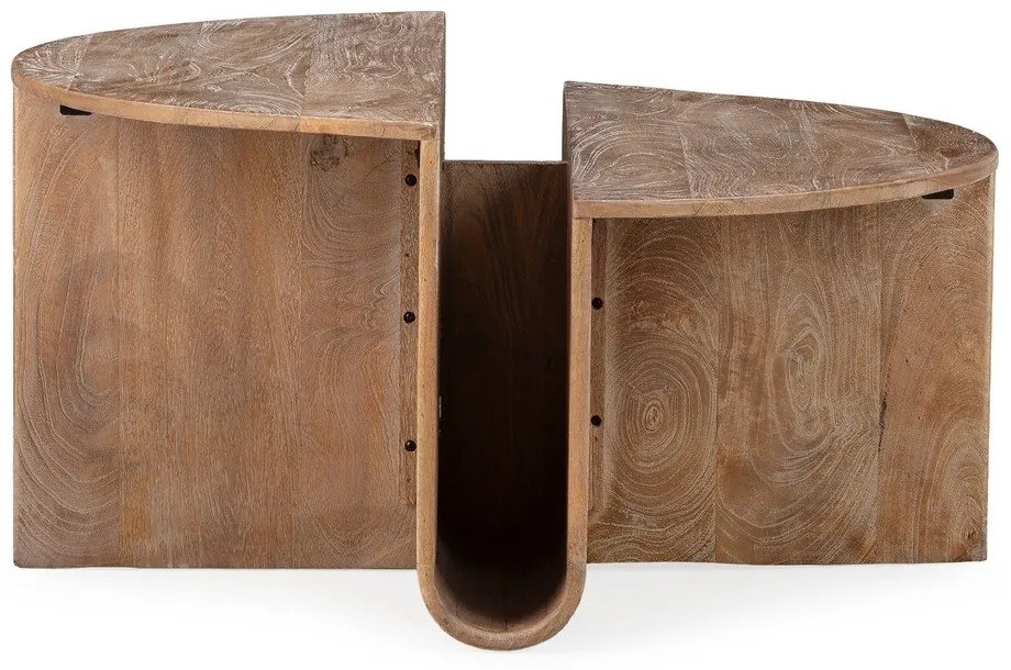 Sötét natúr színű mangófa kerek dohányzóasztal ø 80 cm Divya – MOME