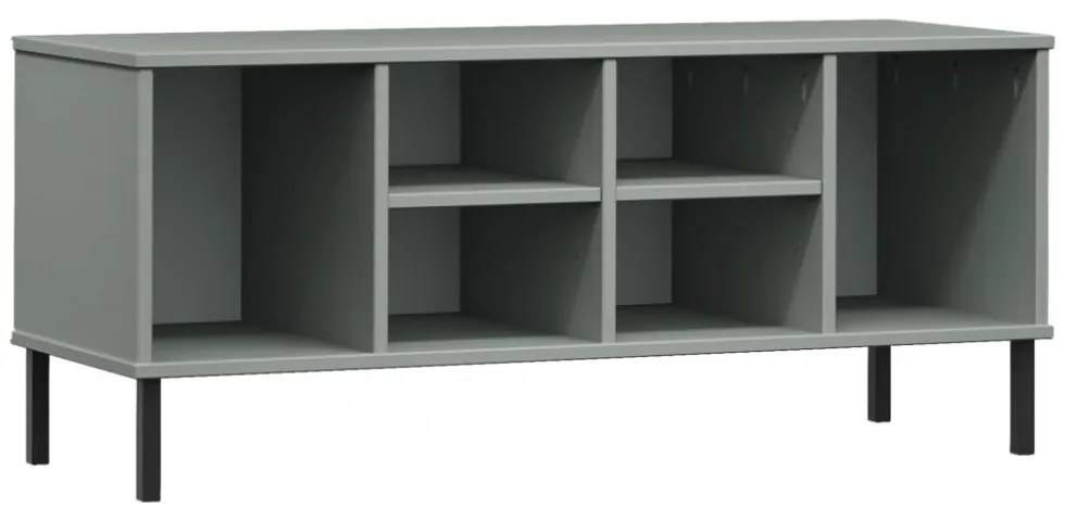 OSLO szürke tömör fa cipőszekrény fém lábakkal 106 x 35 x 45 cm
