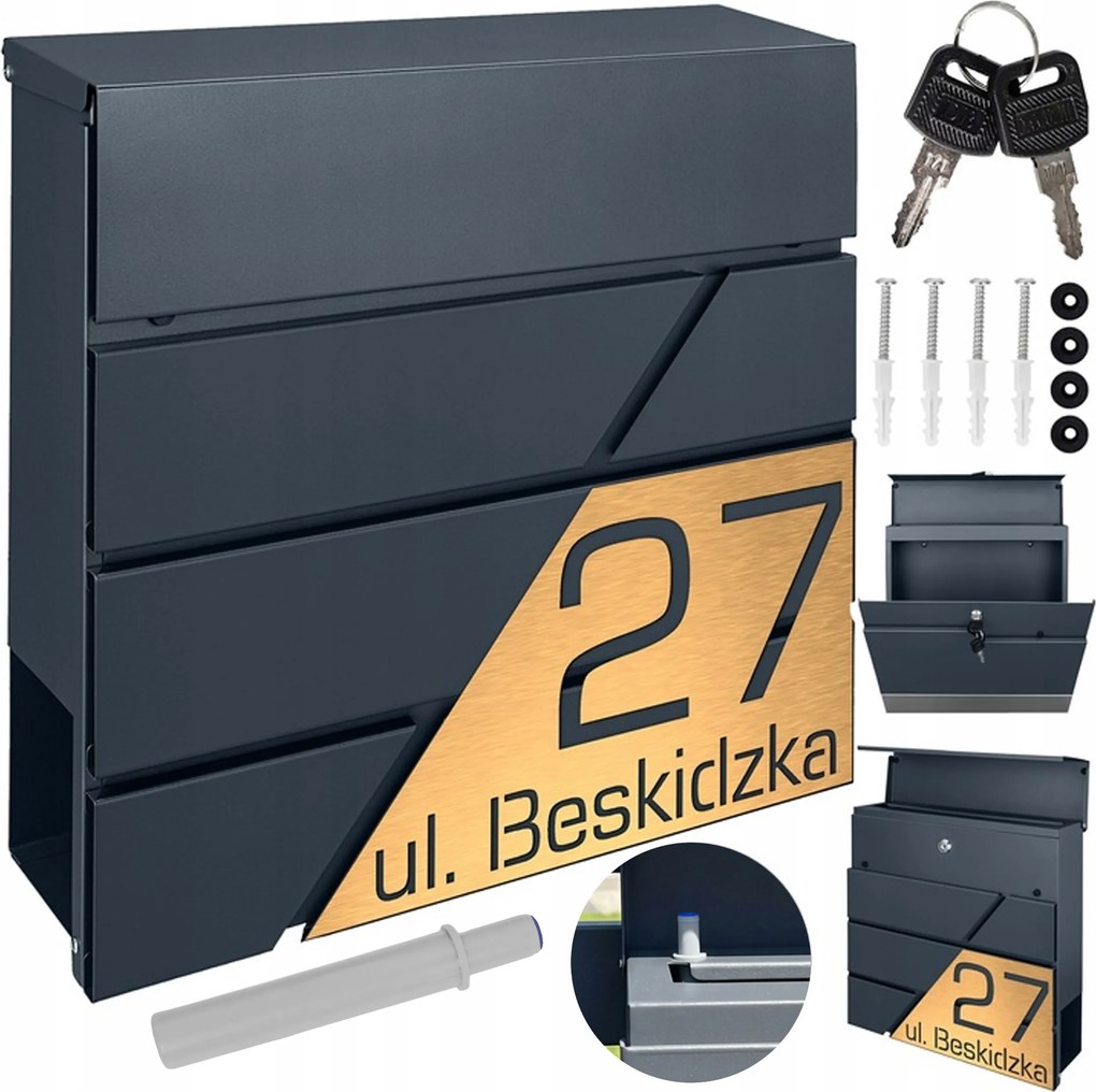 Antracit Postaláda Arany Gravírozott Laminált Címmel