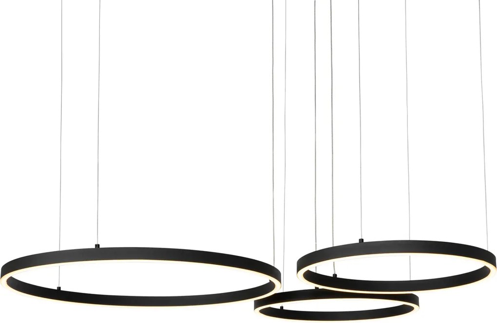 Fekete függőlámpa LED-del, 3 fokozatban szabályozható, 3-lámpás - Anello