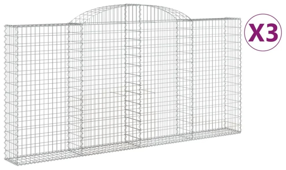 3 db íves horganyzott vas gabion kosár 300x30x140/160 cm