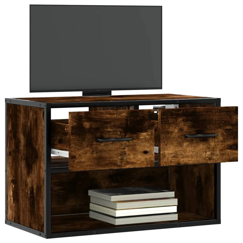 füstös tölgy fa és fém TV-szekrény 60 x 31 x 39,5 cm