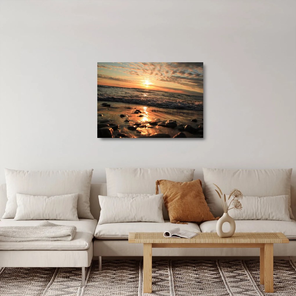 Kép - Naplemente az óceán mellett (üvegen) (70x50 cm)