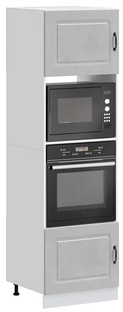 vidaXL Kalmar 2 db betonszürke szerelt fa sütőszekrények