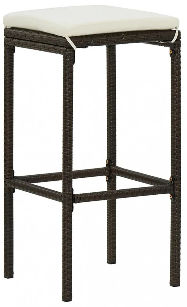 5 darabos barna polyrattan kerti bárszett párnákkal