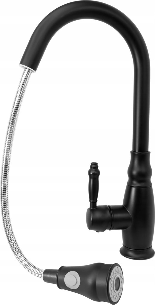 Retro Fekete Konyhai Csaptelep Kihúzható Kifolyócsővel