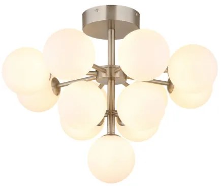 Globo 56143-13ND Mennyezeti lámpa fém matt nikkel, fehér színű üveg gömbök, ø: 560mm, M: 430mm, 13x G9 LED 5W 230V izzók nélkül
