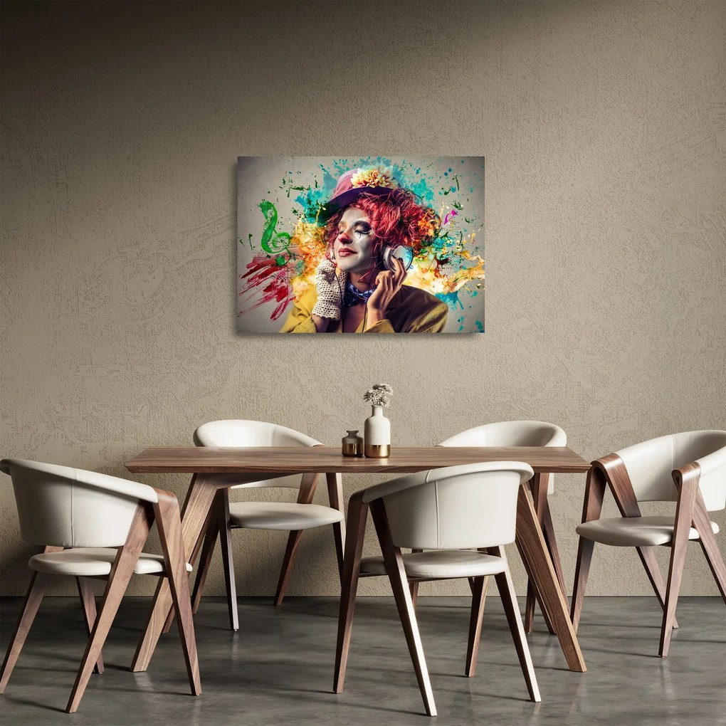 Kép - Női művész fejhallgatóval (üvegen) (70x50 cm)