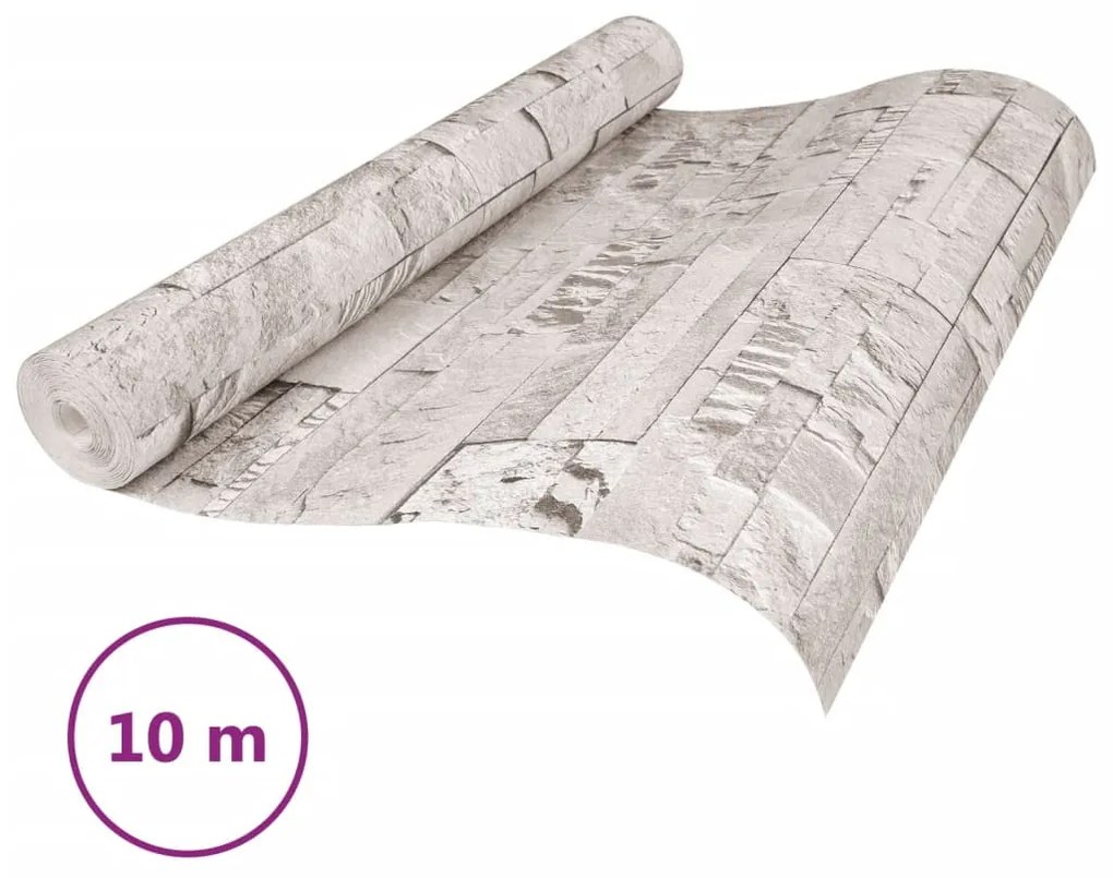 krémszínű kőhatású nem szőtt 3D tapéta 10 x 0,53 m