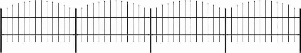vidaXL fekete acélkerítés lándzsás tetejű 714,5 x 100 cm