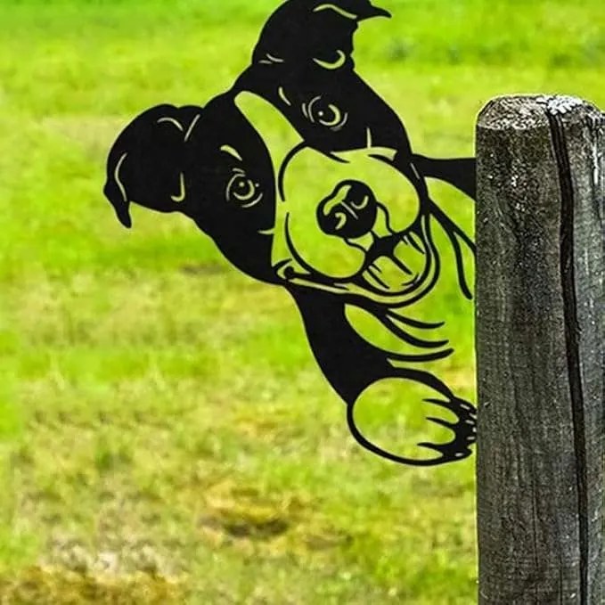 Kutya alakú fém kerti dekoráció kerítések vagy oszlopok díszítéséhez