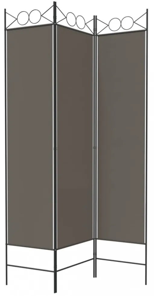 3 paneles antracitszürke szövet térelválasztó 120x200 cm