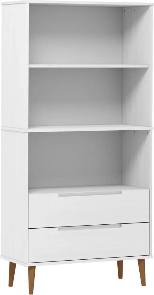 vidaXL MOLDE fehér tömör fenyőfa könyvszekrény 85 x 35 x 170,5 cm