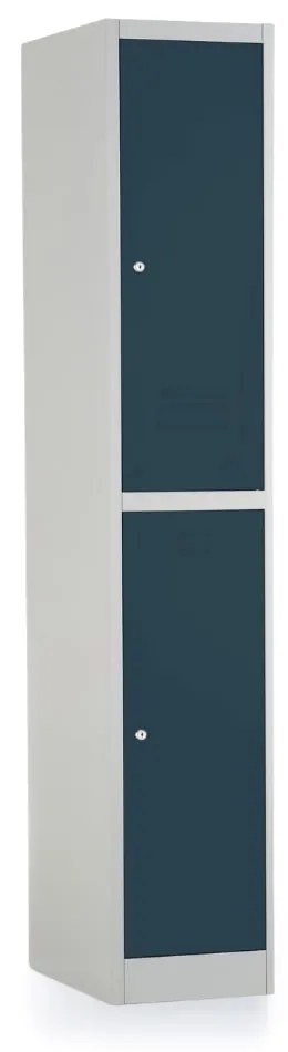 Fém szekrény - 2 doboz, 38 x 45 x 185 cm, hengerzár, antracit - ral 7016