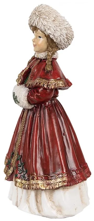 Piros ruhás lány karácsonyi dekoráció figura