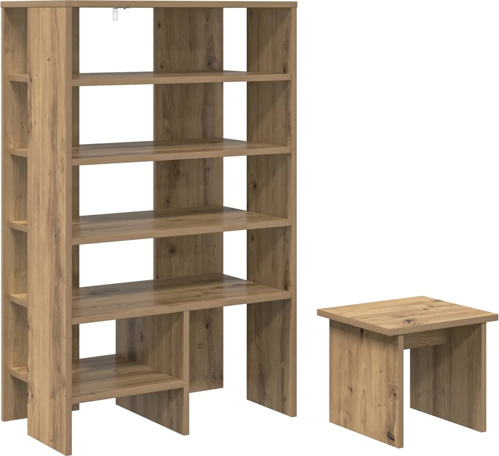 vidaXL Cipőszekrény polcokkal tárolóval 2 pcs Artisan tölgy Faanyag