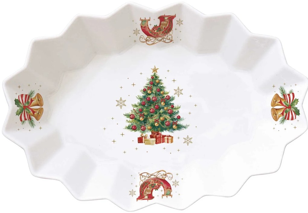 Karácsonyi porcelán ovális kínáló tál 25x17 cm díszdobozban Christmas Tale