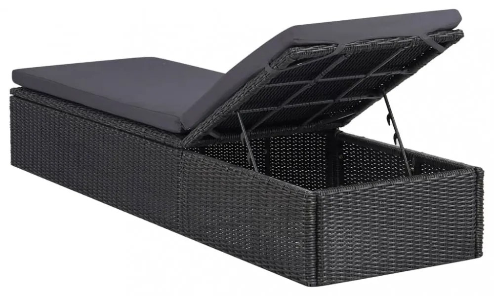 sötétszürke polyrattan napozóágy