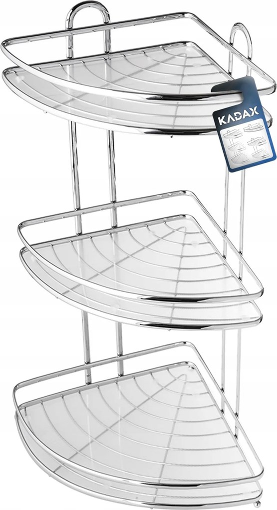 Fürdőszobai Sarokpolc Zuhanyhoz Akasztós 3 Polcos Fali Króm