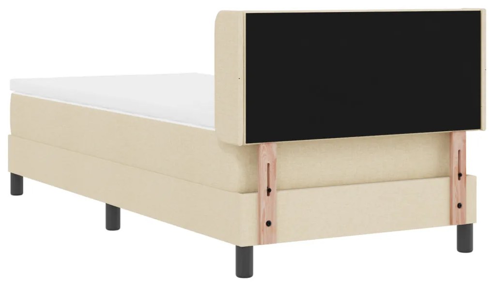 Boxspring ágy matraccal Krém 100 x 200 cm Szövet és Mérnöki Fa