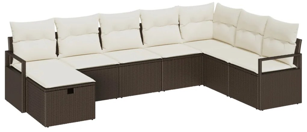Kerti Kanapé Szett 8 pcs Barna és krémszínű 287 x 177 x 85 cm