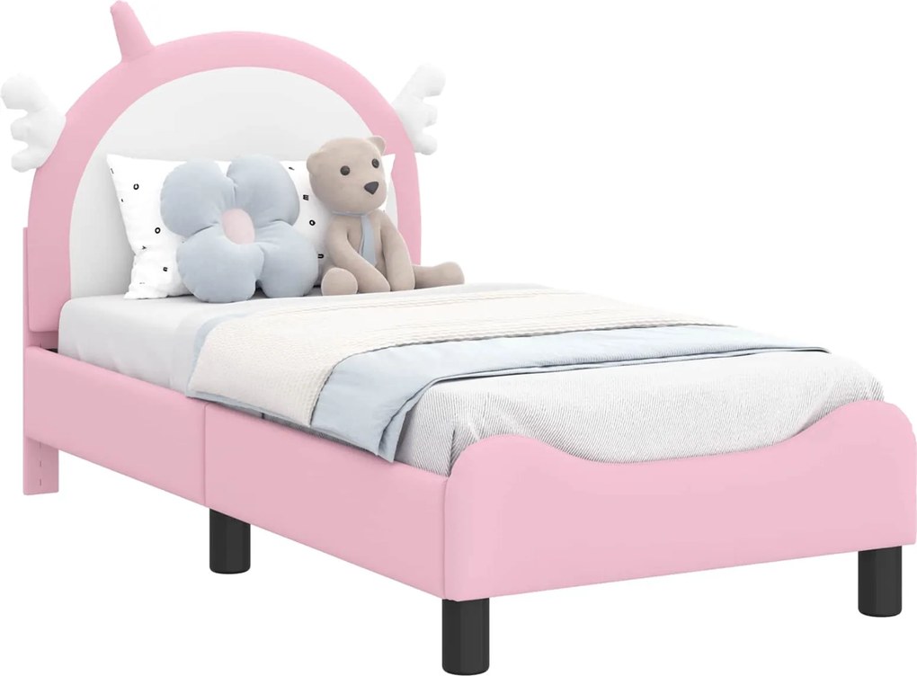 vidaXL Gyerekágy keret fejtámlával Rózsaszín 70 x 140 cm PU