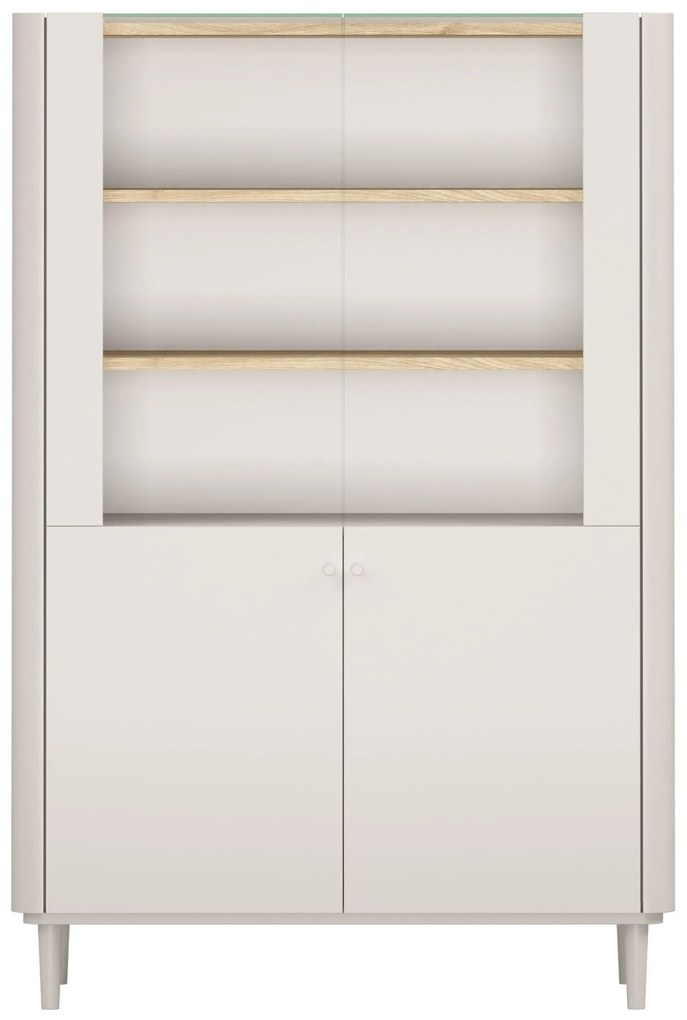 Elivo vitrines szekrény 100 cm kétajtós lábakon - kasmír / olajozott tölgy