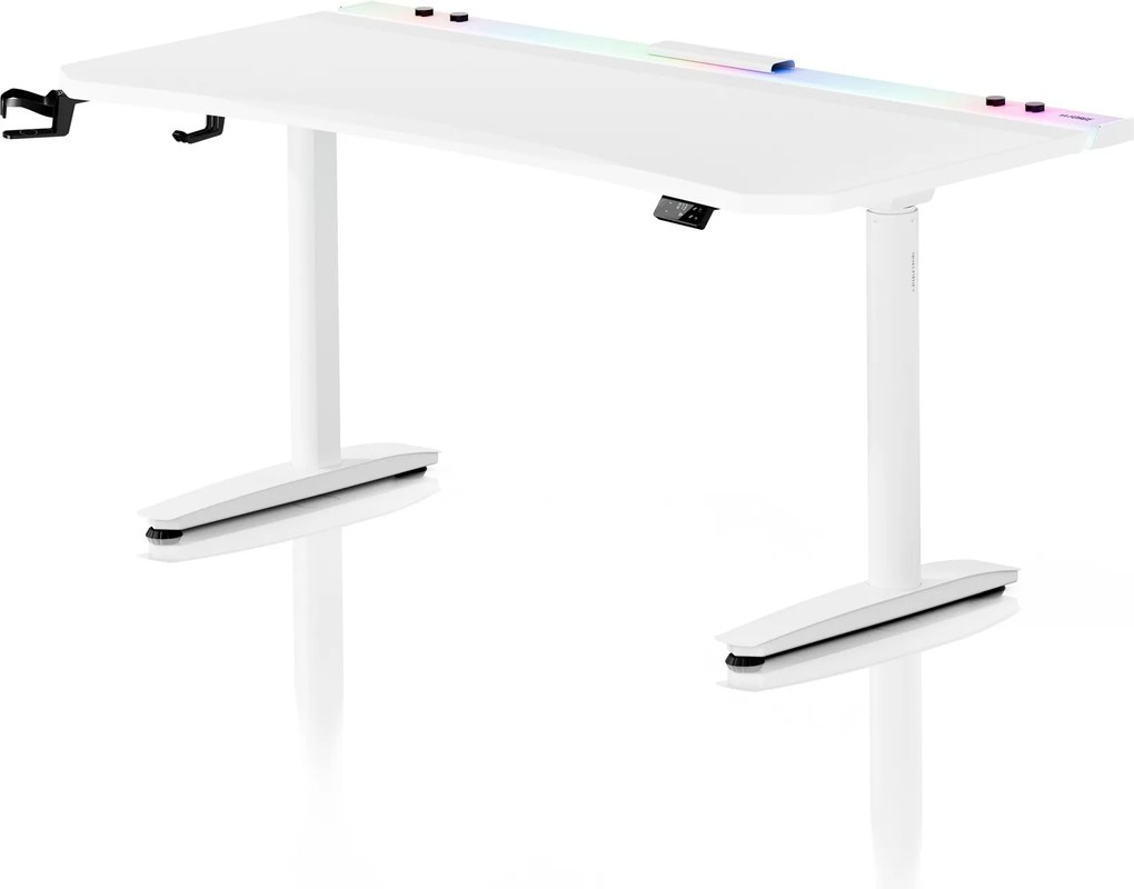 Elektromos RGB gamingasztal tartókkal, fehér, 160 cm: Diablo X-Forge 1600