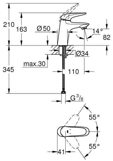 GROHE 23715003 - EUROSTYLE mosdócsaptelep, S méret, fényes króm