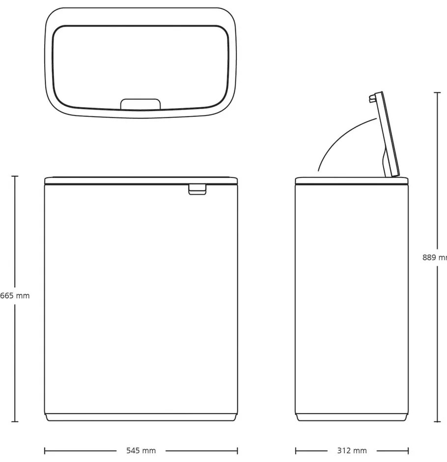 Szürke acél érintésre nyíló szelektív szemetes 60 l Bo Touch Bin – Brabantia