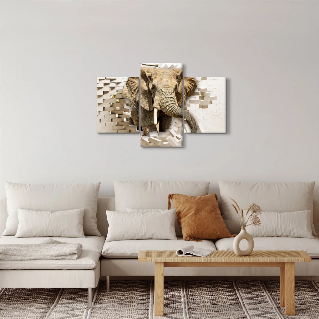 Kép - Egy elefánt áttör a falon (90x60 cm)