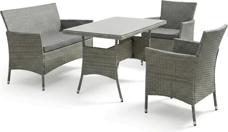 Kerti bútor garnitúra 100x60x69 cm, polyrattan, szürke, GREY