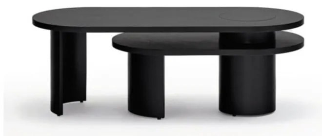 Fekete dohányzóasztal kőrisfa dekorral 120x50 cm Nori - Teulat