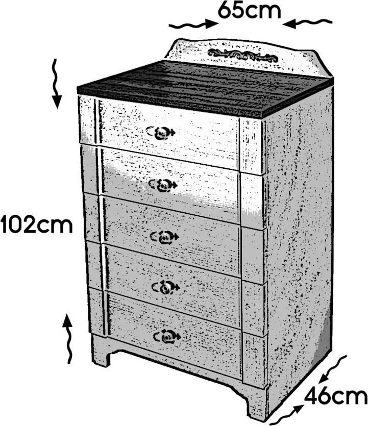 Gazel komód, 65 cm