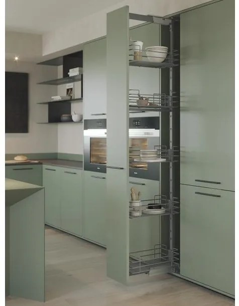 Konyhai fémrács, kamravasalat, 300mm, antracit, teljes kihúzású, csillapított záródás, 1215-1515mm,4 kosár SIGE, Green Line 260