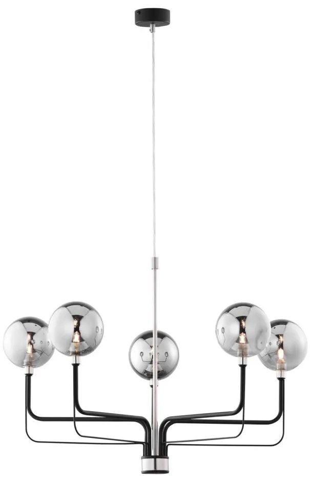 Jupiter 1888 - ERIS kábeles csillár 5xG9/14W/230V matt króm/fekete/füstszürke