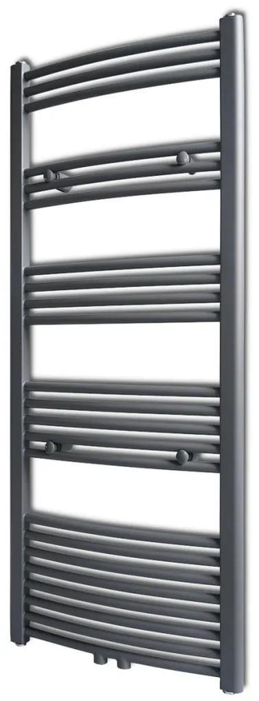 vidaXL Szürke fürdőszobai törölközőszárító radiátor központi fűtéssel ívelt 600 x 1424 mm