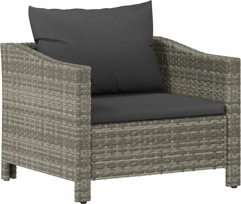 vidaXL szürke polyrattan kerti fotel párnával