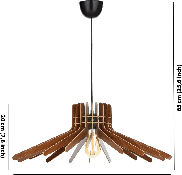 Boomerang függőlámpa, dió, Ø59 cm